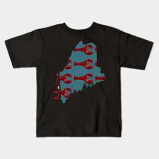 Maine Lobster on Map Kids T-Shirt
